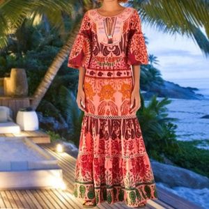 Farm Rio Anika Macaws Print Pineapple Maxi Dress - Large